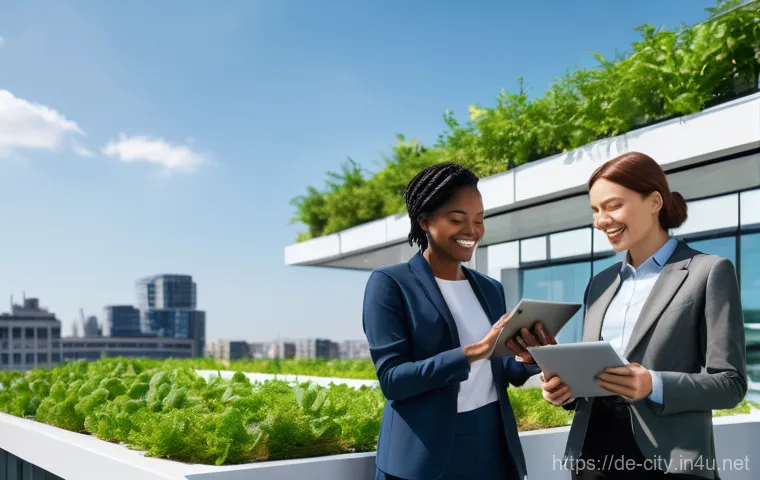 도시계획 전문가 연봉 협상 - **Prompt:** A confident, diverse female urban planner, mid-30s, stands in a brightly lit, futuristic...