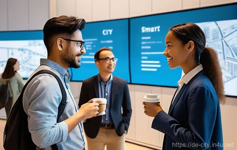 도시계획 전문가 연봉 협상 - **Prompt:** A team of diverse urban planning professionals (two women, one man, all in their 30s-40s...