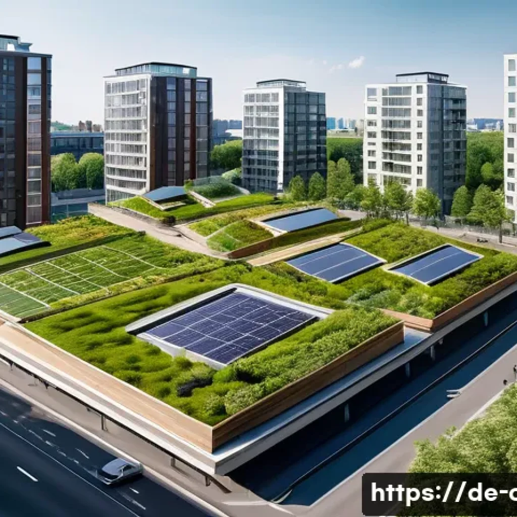 도시계획 전문가의 업무 보고서 예시 - A detailed urban planning scene depicting a modern German city integrating environmental aspects: gr...